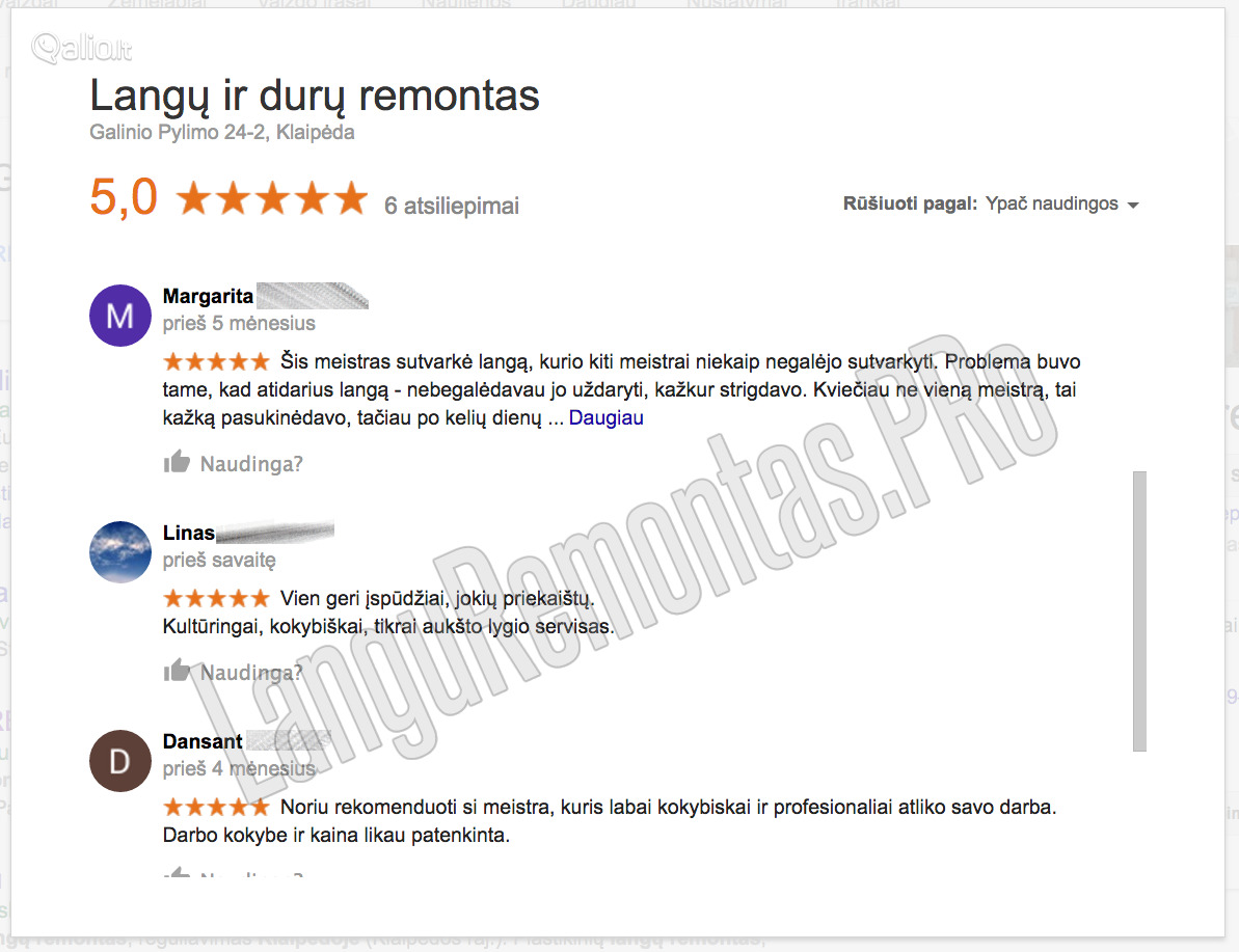 PLASTIKINIŲ LANGŲ REMONTAS 861245700