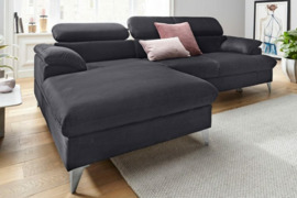 Minkštas kampas L formos Nr108(1) juodas su miego funkcija ir dėže patalynei