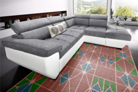 Minkštas kampas L fomos Nr33 balta/pilka su miego funkcija