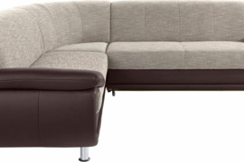 Minkštas kampas L formos Nr91 ruda eko oda/kapučino struktūra su funkcija