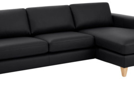 Minkštas kampas L formos Nr204 juoda natūrali oda be miego funkcijos