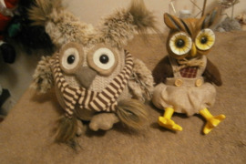 Dvi pelėdos megzta ir su keramika 18cm