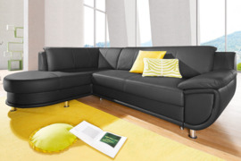 Minkštas kampas L formos Nr24 juoda natūrali oda