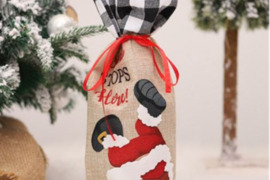 Kalėdinė butelio dekoracija-maišelis 