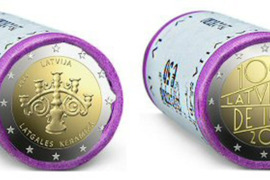 2 euro monetos iš bankinio ritinėlio