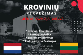Lietuva - Olandija - Lietuva / skubių krovinių gabenimo ir logistikos paslaugas LT-EU-LT mikroautobu