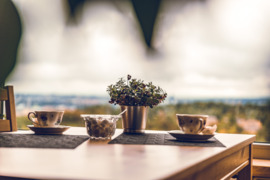 Paukščio takas Su panorama į miestą iš aukštai mėnesiui, savaitei, parai