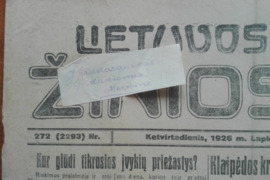 1325. LIETUVOS ŽINIOS antikvarinis-kolekcinis laikraštis