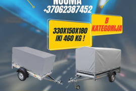 TENTINĖS PRIEKABA ! 300x150X180 AUKŠTIS iki 460 kg !