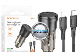 Type-C auto kroviklis 20W Borofone su Type-C į Apple Lightning laidu 1 metro