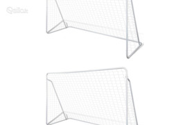 vidaXL Futbolo vartai su tinkl., 2 vnt., 240x90x150 cm, plienas