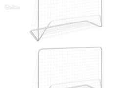 vidaXL Futbolo vartai su tinklu, 2vnt., balta, plienas, 182x61x122cm