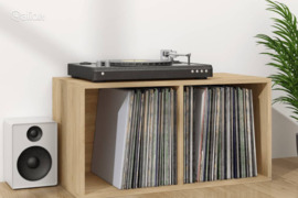 vidaXL Dėžė vinilinėms plokštelėms, ąžuolo, 71x34x36cm, mediena