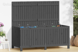 vidaXL Sodo daiktadėžė, pilka, 147x68x64cm, pušies medienos masyvas
