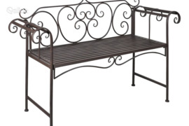 vidaXL Sodo suoliukas, 132 cm, plienas, antikvarinis, rudas