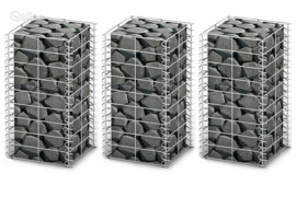 vidaXL Gabionų rinkinys, 3 vnt., cinkuota viela, 25x25x50cm