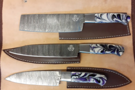 Damasko plieno šefo peilių komplektas