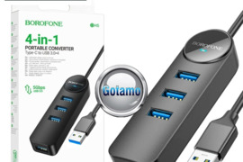 USB 3.0 4 lizdai Borofone 30cm USB šakotuvas (USB HUB) WWW.GOTAMO.LT