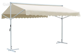 vidaXL Laisvai pastatoma stoginė, kreminės spalvos, 4x3m