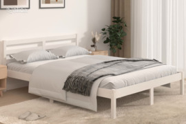 vidaXL Lovos rėmas, baltos spalvos, 140x190cm, pušies medienos masyvas