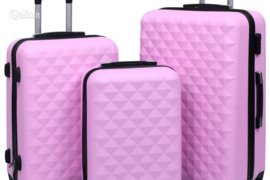 vidaXL Lagaminų rinkinys, 3vnt., rožinės spalvos, ABS, kieto korpuso