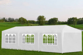 vidaXL Proginė palapinė, 3x9 m, balta