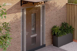 vidaXL Stogelis durims, juodos spalvos, 152,5x90cm, polikarbonatas