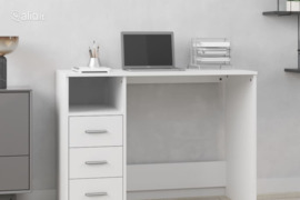 vidaXL Rašomasis stalas su stalčiais, baltas, 102x50x76cm, mediena