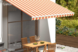 vidaXL Pakaitinis audinys markizei, geltona ir oranžinė, 4x3,5m