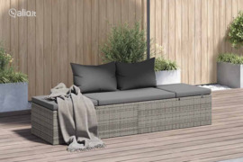 vidaXL Sodo gultas, pilkas, 195x60 cm, poliratanas