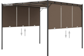 vidaXL Sodo pavėsinė su šonine užuolaida, taupe spalvos, 3x3x2,25m