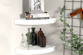 vidaXL Pakabinamos kampinės lentynos, 2vnt., baltos, 25x25x3,8cm, MDF