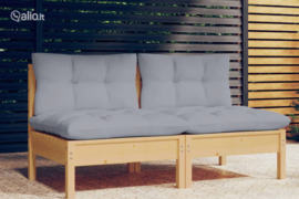 vidaXL Dvivietė sodo sofa su pilkomis pagalvėlėmis, pušies masyvas
