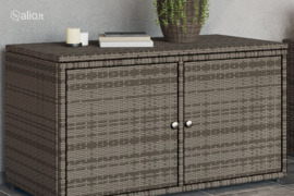 vidaXL Sodo spintelė daiktams, pilka, 110x55x60,5cm, poliratanas