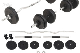 vidaXL Štangos ir hantelių rinkinys, 30 kg
