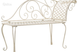 vidaXL Sodo poilsio gultas, baltas, 128 cm, metalas, sen. stiliaus