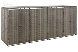 vidaXL Konteinerių stoginė, pilka, 274x80x117cm, ratanas, keturvietė