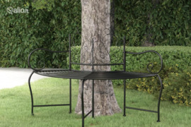 vidaXL Suoliukas aplink medį, juodos spalvos, 150cm, plienas