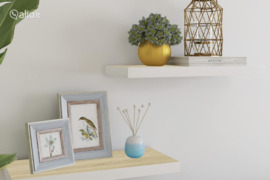 vidaXL Pakabinamos lentynos, 2vnt., ąžuolo/baltos, 60x23,5x3,8cm, MDF