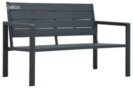 vidaXL Sodo suoliukas, pilkos spalvos, 120cm, HDPE, medienos imitacija
