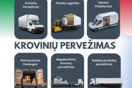 LIETUVA - ITALIJA - LIETUVA  * Krovinių Pervežimas    * Baldų Pervežimas    * Motociklų Pervežimas  