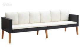 vidaXL Trivietė sodo sofa su pagalvėlėmis, juodos spalvos, poliratanas