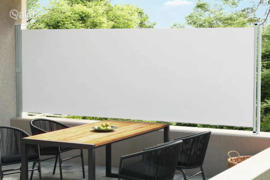vidaXL Ištraukiama šoninė kiemo markizė, kreminės spalvos, 600x160cm