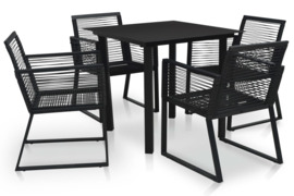 Lauko valgomojo baldų komplektas, 5 dalių, juodas, PVC ratanas