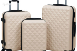 vidaXL Lagaminų rinkinys, 3vnt., auksinės spalvos, ABS, kieto korpuso