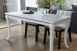 vidaXL Valgomojo stalas, 116x66x76cm, labai blizgus, baltas