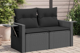 vidaXL Dvivietė sodo sofa su pagalvėlėmis, juodos spalvos, poliratanas