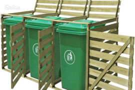 vidaXL Triguba konteinerių pastogė, impregnuota mediena, 240l