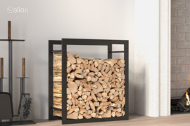 vidaXL Stovas malkoms, matinės juodos spalvos, 50x28x56cm, plienas