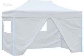 vidaXL Sulankstoma proginė palapinė, baltos spalvos, 3x4m, plienas